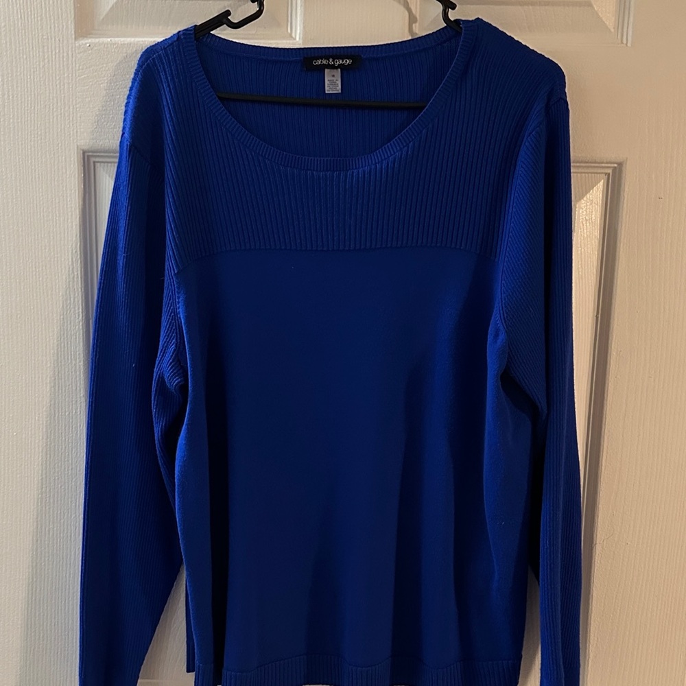 Cable & Gauge Royal Blue Crew Neck Sweater